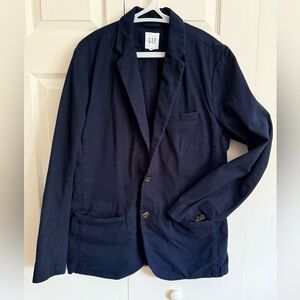 Gap Go Twill Blazer Men’s M Tapestry Navy Blue 2 Button Unstructured Cotton